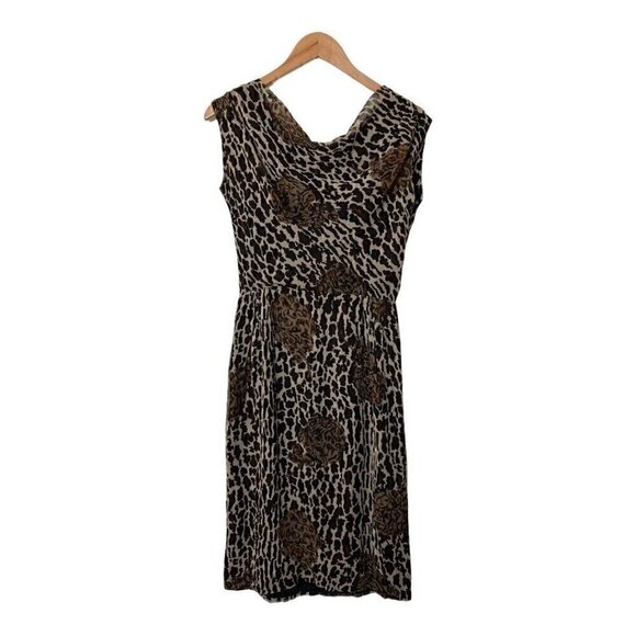 Vintage 50s Marjorie Michael Bullocks Silk Animal Print Dress - Picture 2 of 10